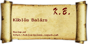 Köblös Balázs névjegykártya