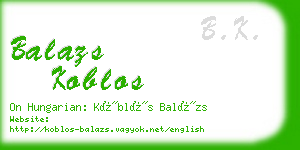 balazs koblos business card